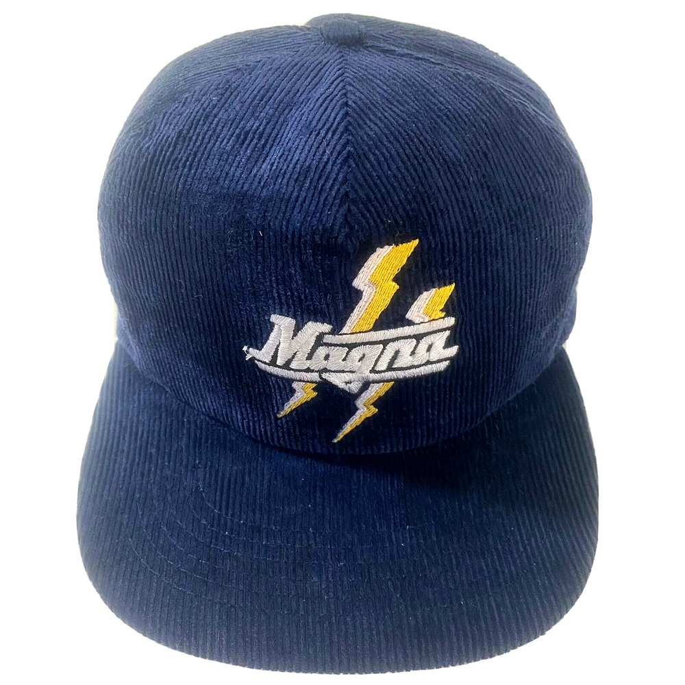 Vintage Pre-Owned Magna Cigarettes Corduroy Blue Snapback Cap Hat-Lightning Logo